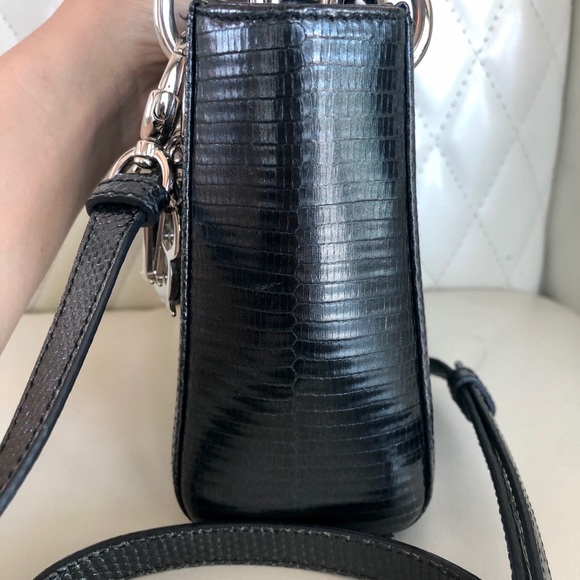 Christian Dior Lady Mini Metalli Black Lizard Skin - Picture 6 of 12